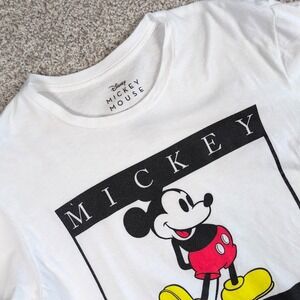 Disney‎ Mickey Mouse White T-Shirt Cartoon Graphic Tee Adult Medium